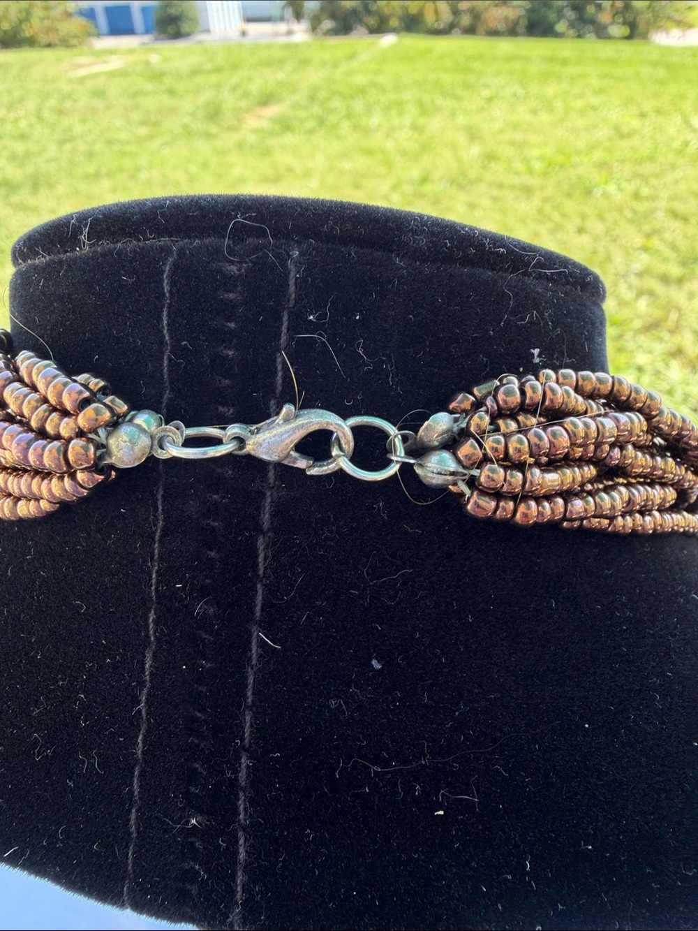 Layered Beaded Necklace - Blue & Brown - Picture 6 of 8